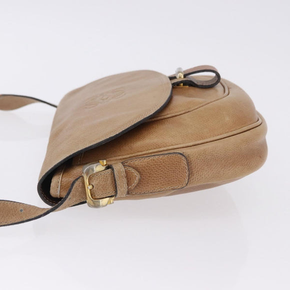 LOEWE Shoulder Bag Leather Beige Gold Auth ka5886
