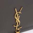 SAINT LAURENT Chain Kate Shoulder Bag Leather Gray Gold Auth ka5887M-18