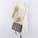 SAINT LAURENT Chain Kate Shoulder Bag Leather Gray Gold Auth ka5887M-24