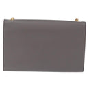 SAINT LAURENT Chain Kate Shoulder Bag Leather Gray Gold Auth ka5887M-2