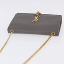 SAINT LAURENT Chain Kate Shoulder Bag Leather Gray Gold Auth ka5887M-6