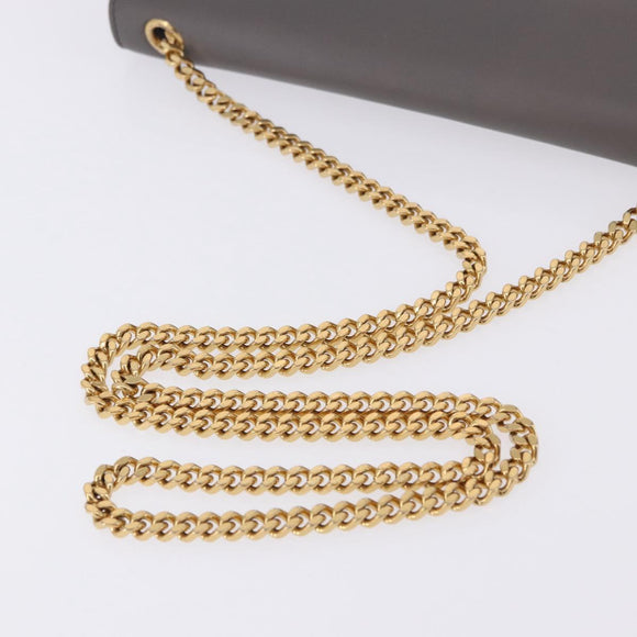 SAINT LAURENT Chain Kate Shoulder Bag Leather Gray Gold Auth ka5887M