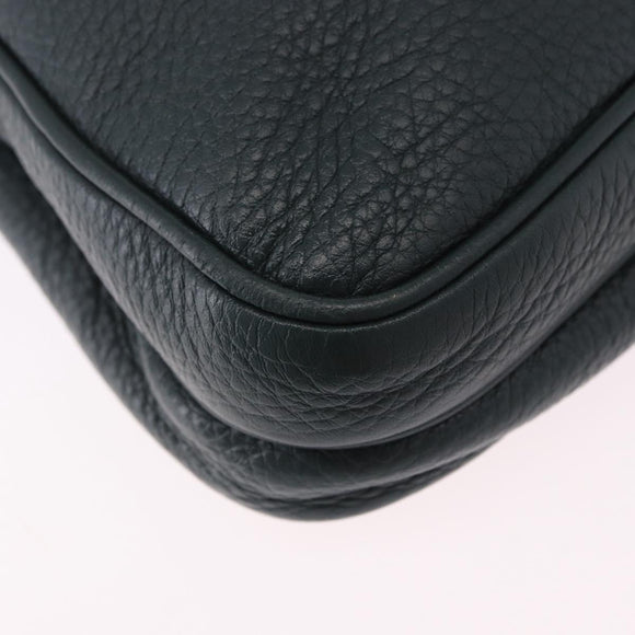 PRADA Shoulder Bag Leather Green Silver Auth ka5888V