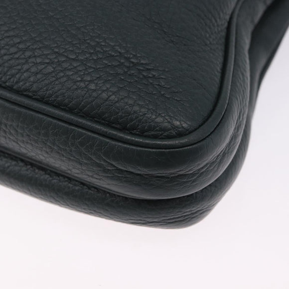 PRADA Shoulder Bag Leather Green Silver Auth ka5888V