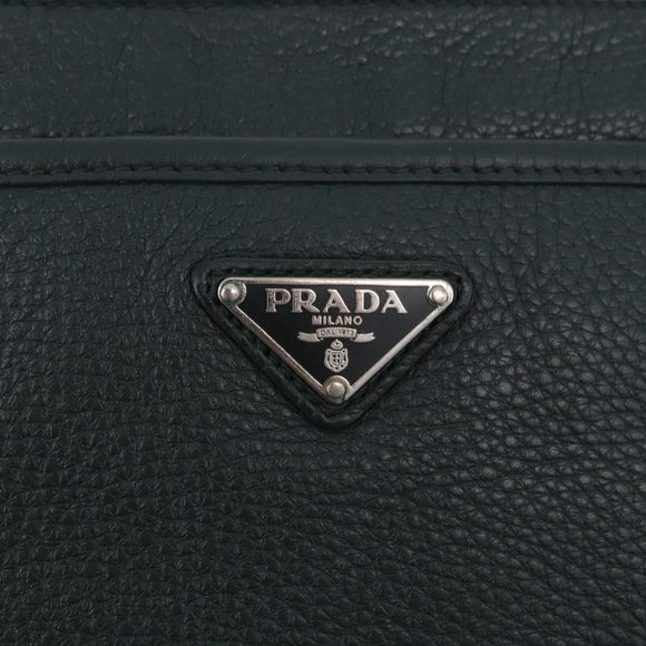PRADA Shoulder Bag Leather Green Silver Auth ka5888V