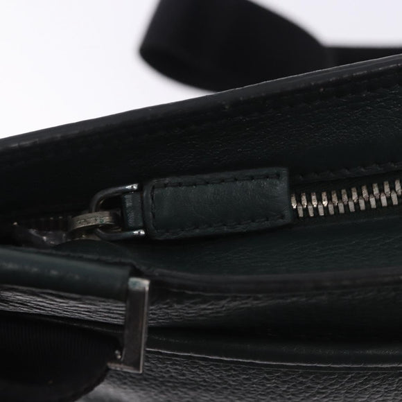 PRADA Shoulder Bag Leather Green Silver Auth ka5888V