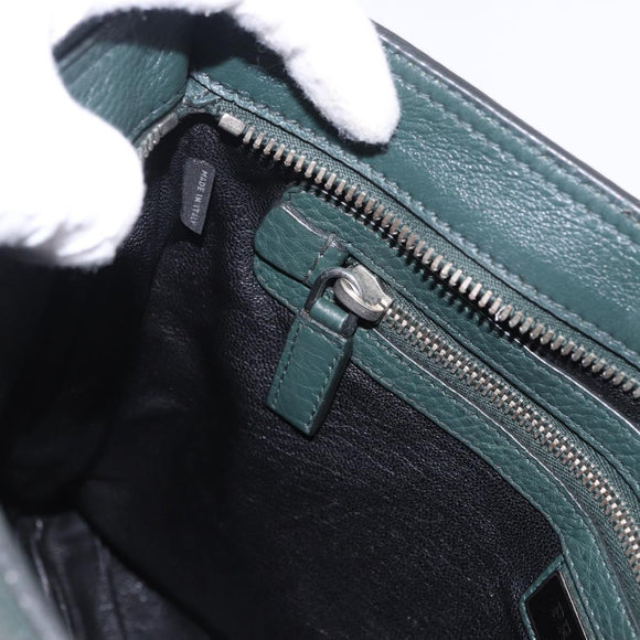PRADA Shoulder Bag Leather Green Silver Auth ka5888V