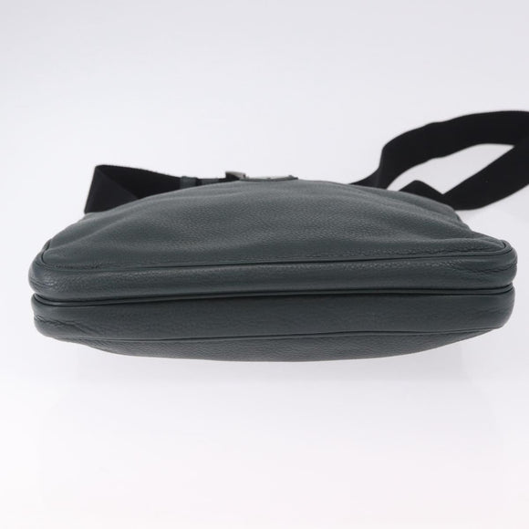 PRADA Shoulder Bag Leather Green Silver Auth ka5888V