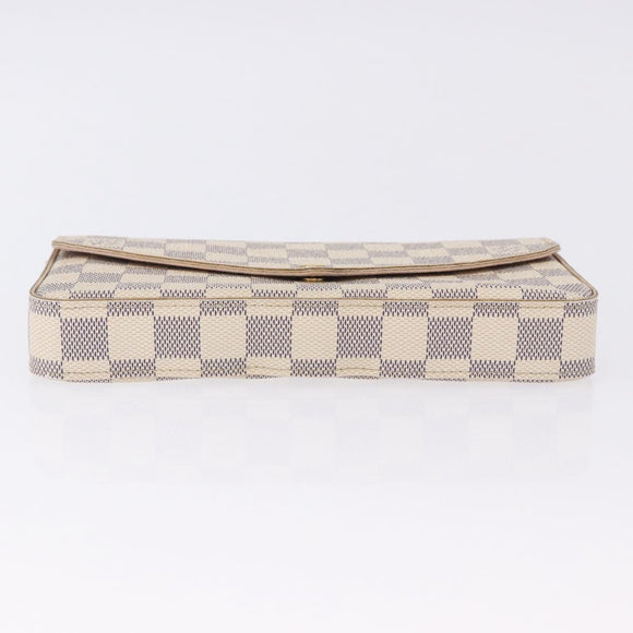 LOUIS VUITTON Damier Azur Pochette Felicie Chain Wallet N63106 LV Auth ka5889A