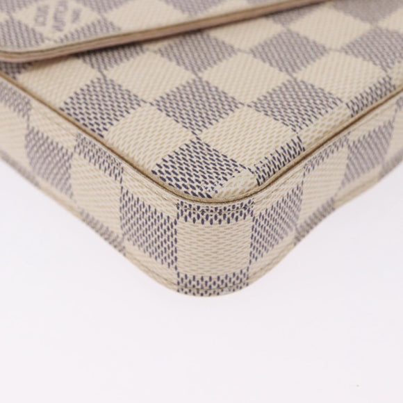 LOUIS VUITTON Damier Azur Pochette Felicie Chain Wallet N63106 LV Auth ka5889A