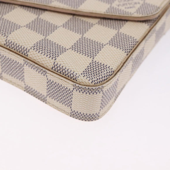 LOUIS VUITTON Damier Azur Pochette Felicie Chain Wallet N63106 LV Auth ka5889A