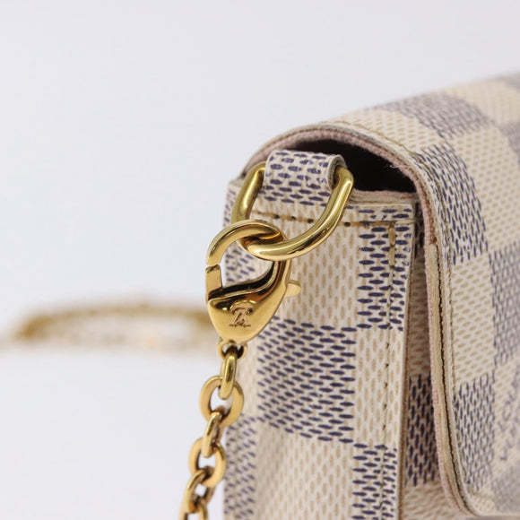 LOUIS VUITTON Damier Azur Pochette Felicie Chain Wallet N63106 LV Auth ka5889A