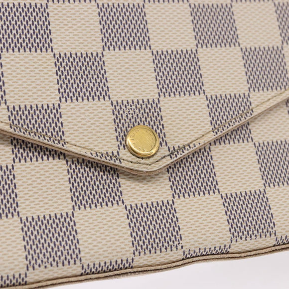 LOUIS VUITTON Damier Azur Pochette Felicie Chain Wallet N63106 LV Auth ka5889A