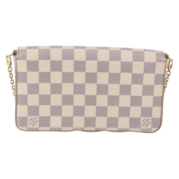 LOUIS VUITTON Damier Azur Pochette Felicie Chain Wallet N63106 LV Auth ka5889A