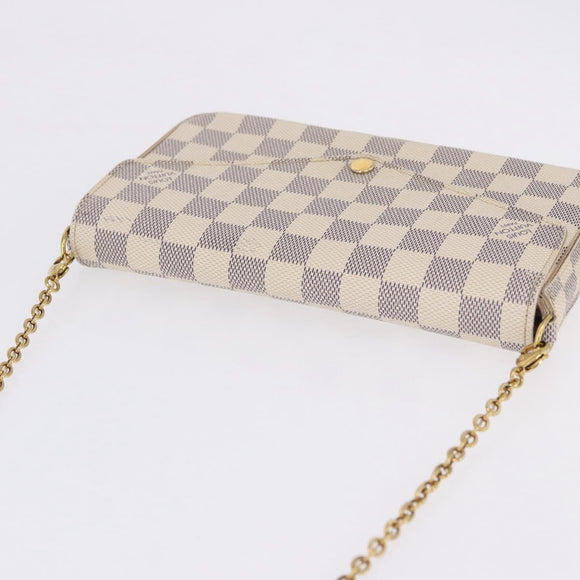 LOUIS VUITTON Damier Azur Pochette Felicie Chain Wallet N63106 LV Auth ka5889A