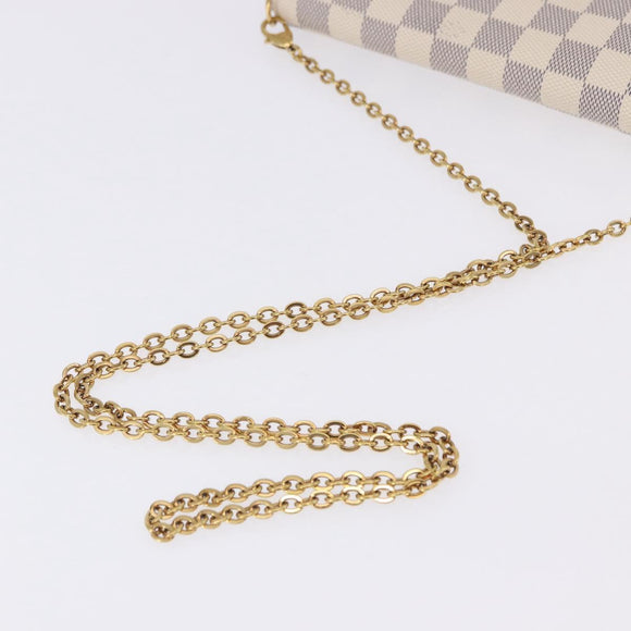 LOUIS VUITTON Damier Azur Pochette Felicie Chain Wallet N63106 LV Auth ka5889A