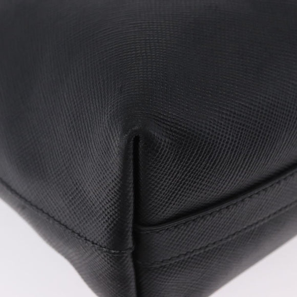 PRADA Tote Bag Saffiano leather Black Silver Auth ka5890V