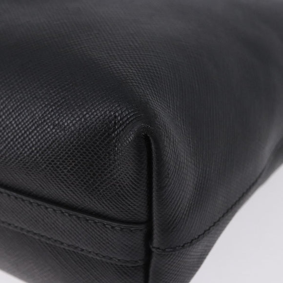 PRADA Tote Bag Saffiano leather Black Silver Auth ka5890V