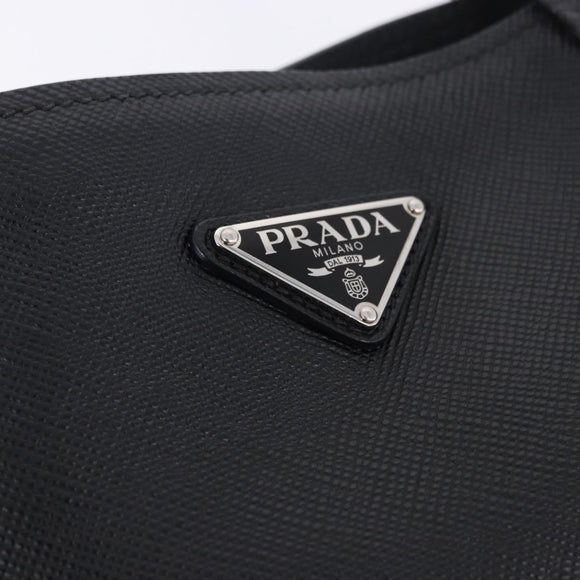 PRADA Tote Bag Saffiano leather Black Silver Auth ka5890V