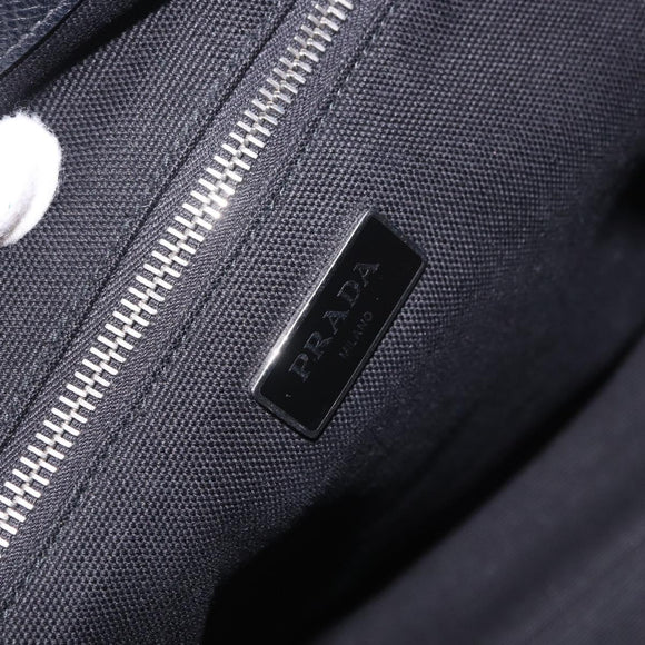 PRADA Tote Bag Saffiano leather Black Silver Auth ka5890V