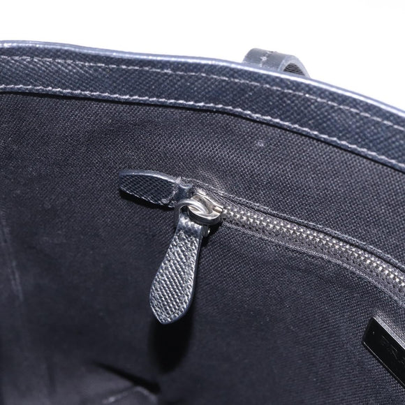 PRADA Tote Bag Saffiano leather Black Silver Auth ka5890V