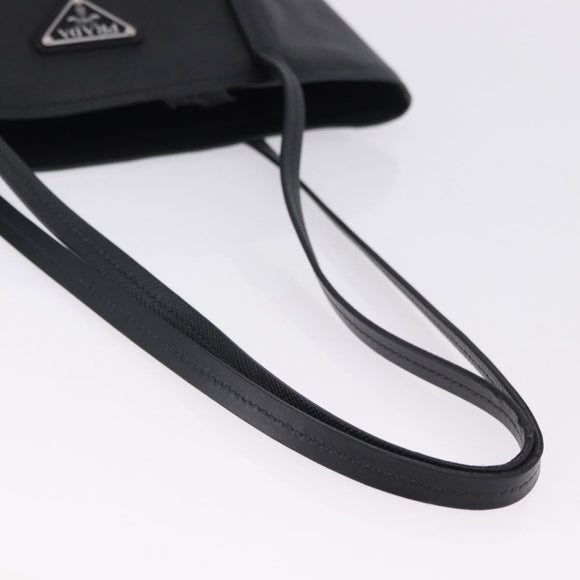 PRADA Tote Bag Saffiano leather Black Silver Auth ka5890V