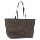 FENDI Zucca Canvas Tote Bag PVC Brown Black Auth ka5891-1