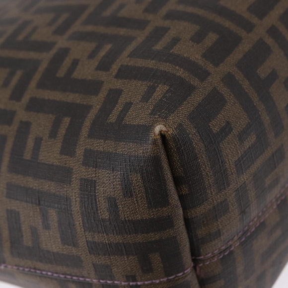 FENDI Zucca Canvas Tote Bag PVC Brown Black Auth ka5891