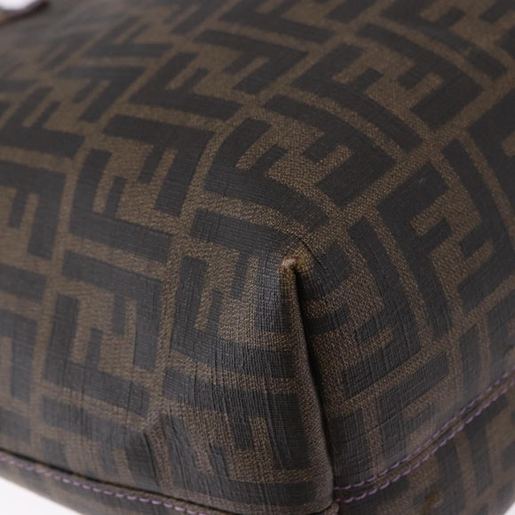 FENDI Zucca Canvas Tote Bag PVC Brown Black Auth ka5891