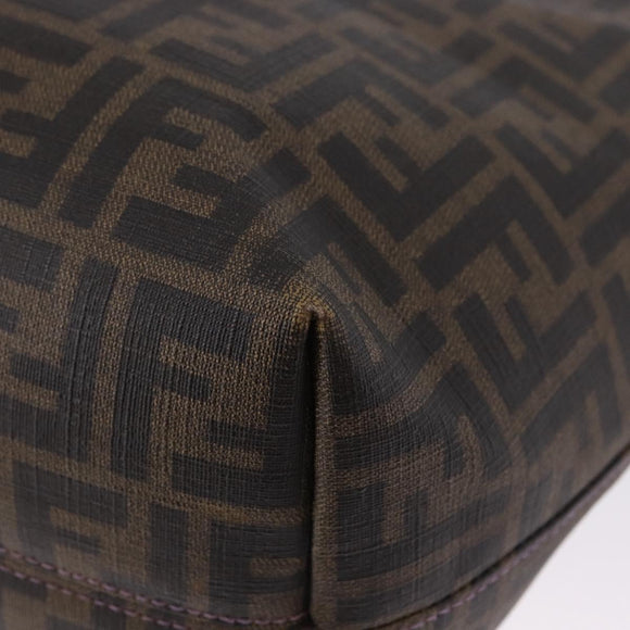 FENDI Zucca Canvas Tote Bag PVC Brown Black Auth ka5891