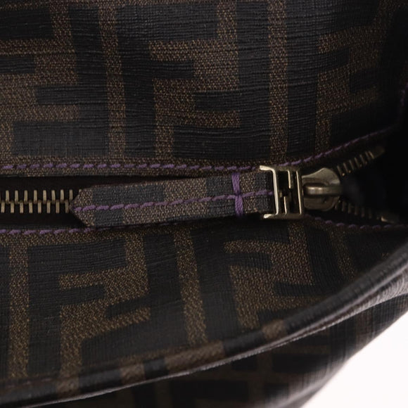 FENDI Zucca Canvas Tote Bag PVC Brown Black Auth ka5891