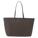 FENDI Zucca Canvas Tote Bag PVC Brown Black Auth ka5891-2