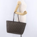 FENDI Zucca Canvas Tote Bag PVC Brown Black Auth ka5891-23