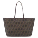FENDI Zucca Canvas Tote Bag PVC Brown Black Auth ka5891-3