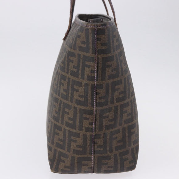 FENDI Zucca Canvas Tote Bag PVC Brown Black Auth ka5891