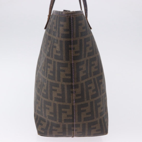 FENDI Zucca Canvas Tote Bag PVC Brown Black Auth ka5891