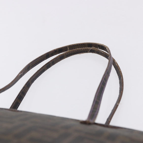 FENDI Zucca Canvas Tote Bag PVC Brown Black Auth ka5891