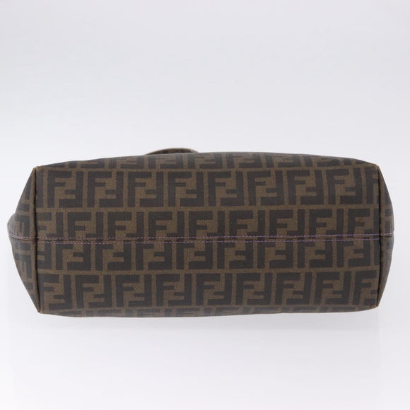 FENDI Zucca Canvas Tote Bag PVC Brown Black Auth ka5891
