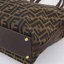 FENDI Zucca Canvas Hand Bag Black Brown Auth ka5892-10