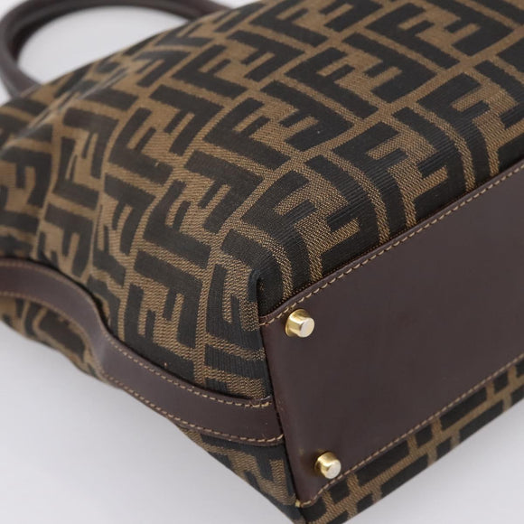 FENDI Zucca Canvas Hand Bag Black Brown Auth ka5892