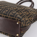 FENDI Zucca Canvas Hand Bag Black Brown Auth ka5892-12
