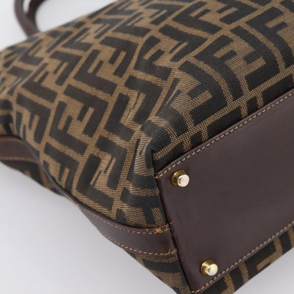 FENDI Zucca Canvas Hand Bag Black Brown Auth ka5892
