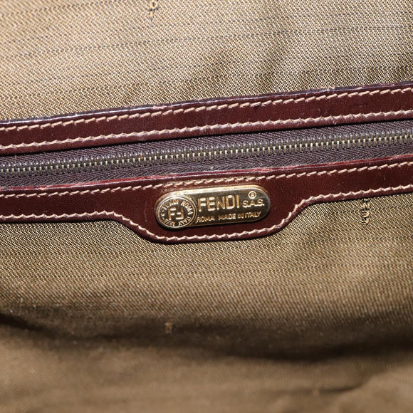 FENDI Zucca Canvas Hand Bag Black Brown Auth ka5892