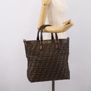 FENDI Zucca Canvas Hand Bag Black Brown Auth ka5892-21