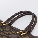 FENDI Zucca Canvas Hand Bag Black Brown Auth ka5892-8