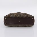 FENDI Zucca Canvas Hand Bag Black Brown Auth ka5892-9