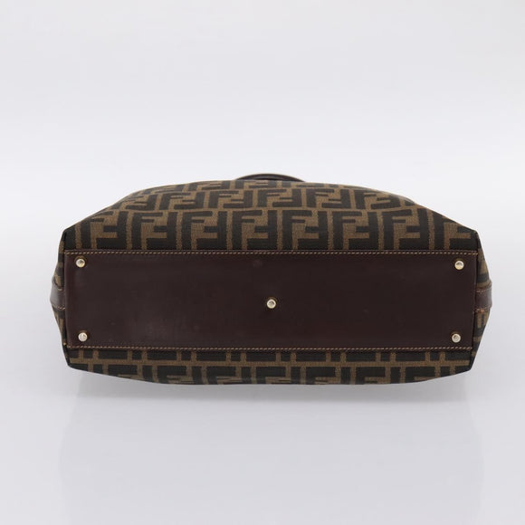 FENDI Zucca Canvas Hand Bag Black Brown Auth ka5892