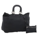 FENDI Hand Bag Cotton jersey Black Silver Auth ka5894-1