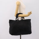 FENDI Hand Bag Cotton jersey Black Silver Auth ka5894-23