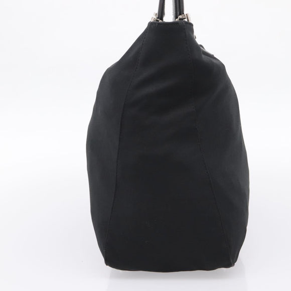 FENDI Hand Bag Cotton jersey Black Silver Auth ka5894